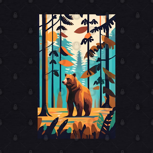 abstract autumn bear in the forest by in leggings